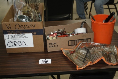 T156-fencing pliers, Allen wrenches, peg board hangers,misc shop supplies