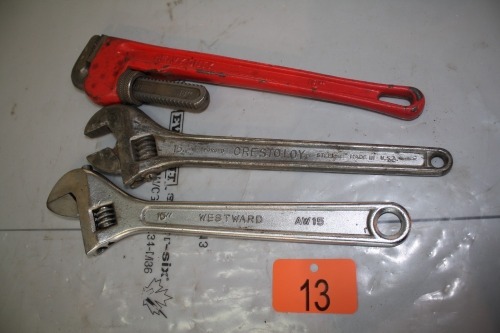 2 - 15" CRESCENTS & 18" PIPE WRENCH