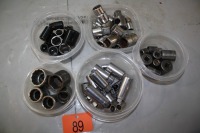 ASSORTED 1/2" & 3/8" DRIVE SOCKETS, 3/4" - 1/2" ADAPTERS