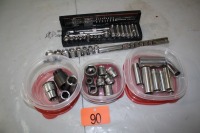 ASSORTED 1/2" & 3/8" DRIVE SOCKETS, POWERFIST 1/4" DRIVE SOCKET SET