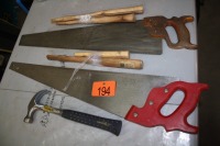 2 - HAND SAWS, EASTWING HAMMERS, HAMMER HANDLES