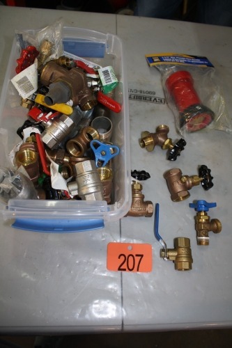 1 1/2" FIRE HOSE END, TAPS, VALVES, ASSORTED FITTINGS