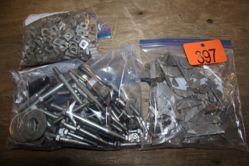 ASSORTED HALF MOON KEYS, SQUARE NUTS, MISC. BOLTS