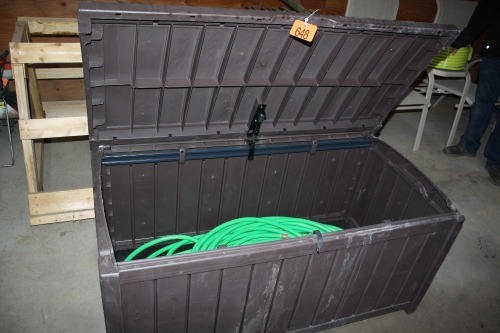 DECK STORAGE BOX W/ 100' GARDEN HOSE