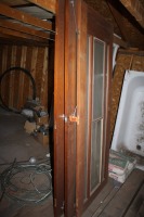 3 WOOD DOORS W/ GLASS INSERTS - 32" X 80" , 2 - 36" X 80"