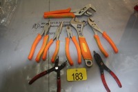 ASSORTED MASTERCRAFT PLIERS- CHANNEL LOCKS, NEEDLENOSE, SIDE CUTTERS, CRESCENT WRENCH