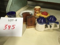 salt & peppers, shot glass, ornaments