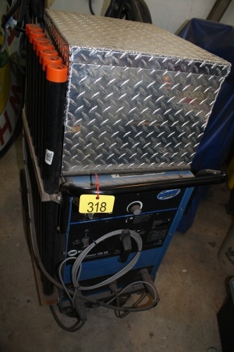 MILLER SYNCROWAVE 180SD TIG & STICK WELDER W/ COVER ON ROLLING STAND