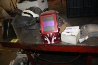 2 WELDING HELMETS, 2 FACE SHIELDS, BOX OF COVER PLATES