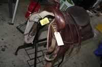 16" WESTERN PLEASURE RAWHIDE SADDLE W/ BREAST STRAP, STIRRUPS, CINCH