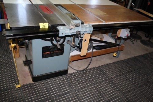 DELTA 10" TILTING ARBOR SAW W/ DELTA UNIFENCE SAW GUIDE W/ 4' TABLE EXTENSION, INSERT FOR DADO BLADE, BLADE LOCK