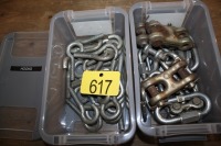 QUANTITY OF THREADED WALL HOOKS, LOGGING CHAIN LINKS