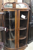 corner curved glass china cabinet (glass one side - wire in one side)