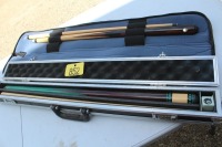 2 - POOL CUES W/ CARRY CASES