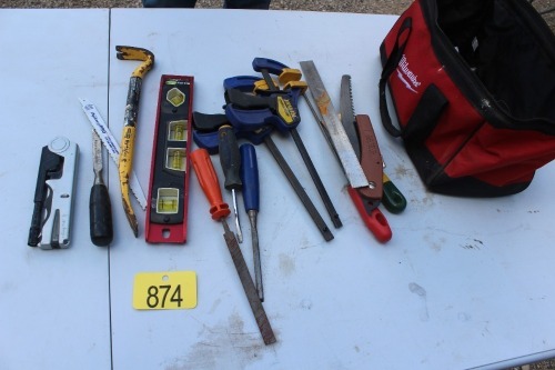 CLAMPS, LEVEL, FILES, PRY BAR